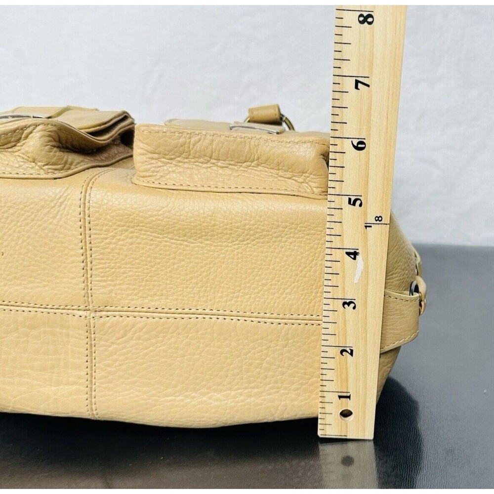 Naturalizer Tan Pebble Grain Leather Handbag Double Front Pockets 12"x5"x6" - Picture 13 of 15